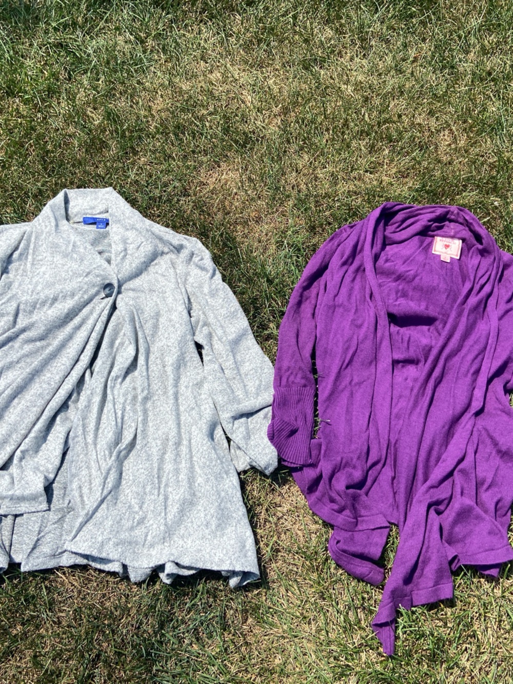 Apt. 9 Gray and Pink Republic Purple Open Cardigans - Lightweight Layering